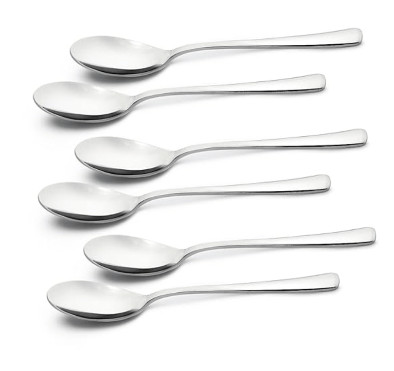 Bergner BE Essentials Lucia Stainless Steel 6 Pcs Tea Spoon Set, 14.1 cm Long Spoon, Modern Ergonomically Designed Premium Spoons for Home and Kitchen, 6 Pcs Table Spoon Set, 2.5mm Thickness - Silver-1