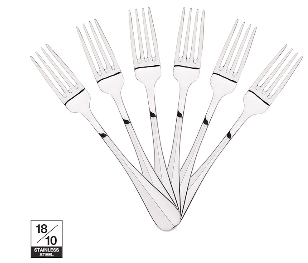 बर्गनर बैगेट 6 पीस स्टेनलेस स्टील टेबल फोर्क सेट 