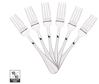 बर्गनर बैगेट 6 पीस स्टेनलेस स्टील टेबल फोर्क सेट 