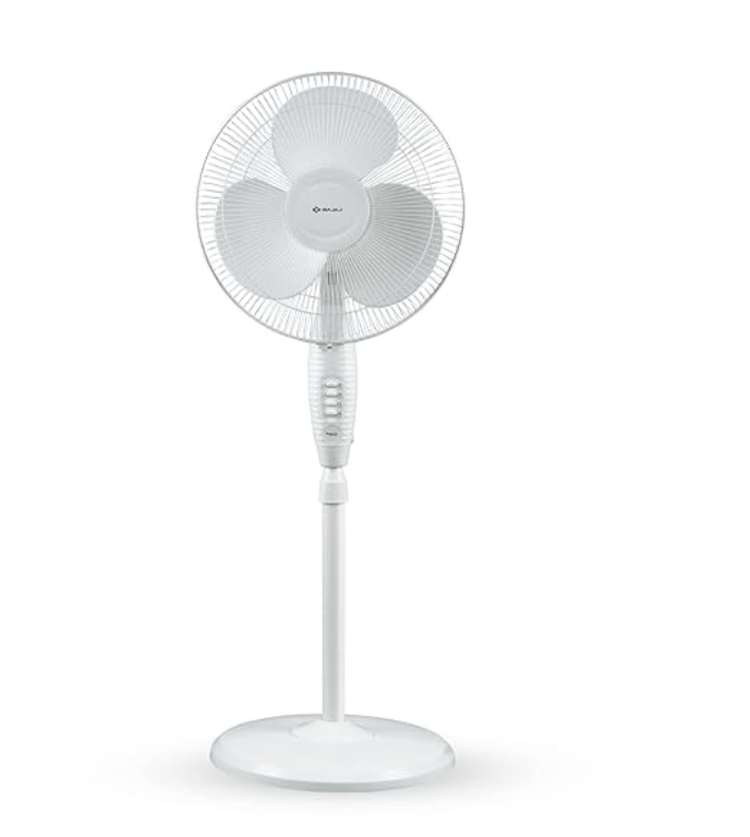 Bajaj Esteem 400 MM Oscillating Pedestal Fan for Home|Stand Fan with Tilt Mechanism|Voltage Protection|100% CopperMotor|HighAir Delivery|3-Speed Control|Telescopic Arrangement|2-Yr Warranty 【White】