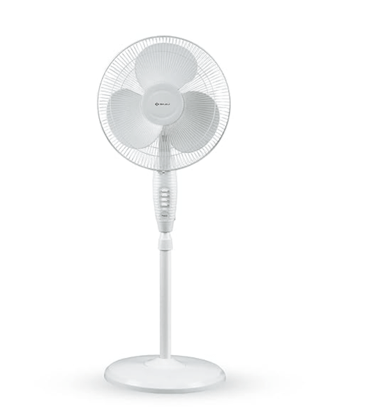 Bajaj Esteem 400 MM Oscillating Pedestal Fan for Home|Stand Fan with Tilt Mechanism|Voltage Protection|100% CopperMotor|HighAir Delivery|3-Speed Control|Telescopic Arrangement|2-Yr Warranty 【White】