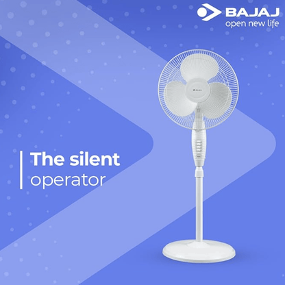 Bajaj Esteem 400 MM Oscillating Pedestal Fan for Home|Stand Fan with Tilt Mechanism|Voltage Protection|100% CopperMotor|HighAir Delivery|3-Speed Control|Telescopic Arrangement|2-Yr Warranty 【White】