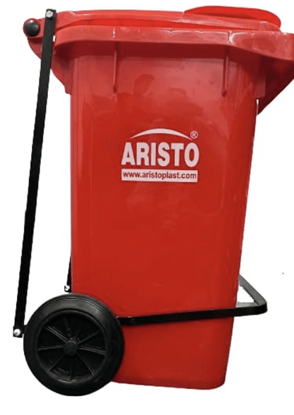 ARISTO Plastic Dustbin With Wheels and Metal Pedal 90 LTR (Green)