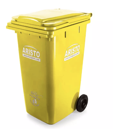 ARISTO Plastic Manual-Lift Garbage Waste Trash Bucket Dustbin with Wheels and Lid (120 L, Green