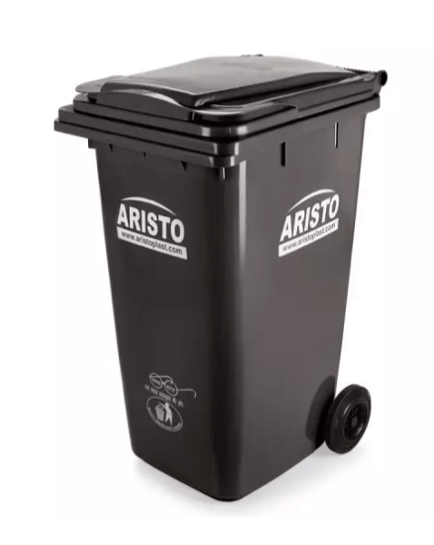 ARISTO Plastic Manual-Lift Garbage Waste Trash Bucket Dustbin with Wheels and Lid (120 L, Green
