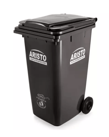 ARISTO Plastic Manual-Lift Garbage Waste Trash Bucket Dustbin with Wheels and Lid (120 L, Green
