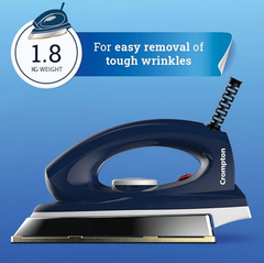 Crompton Greaves Rhino Plus 1250 Watt Blue Heavy weight Dry Iron with Golden American Heritage Coating, Large (ACGEI-RHINOPLUS)-2