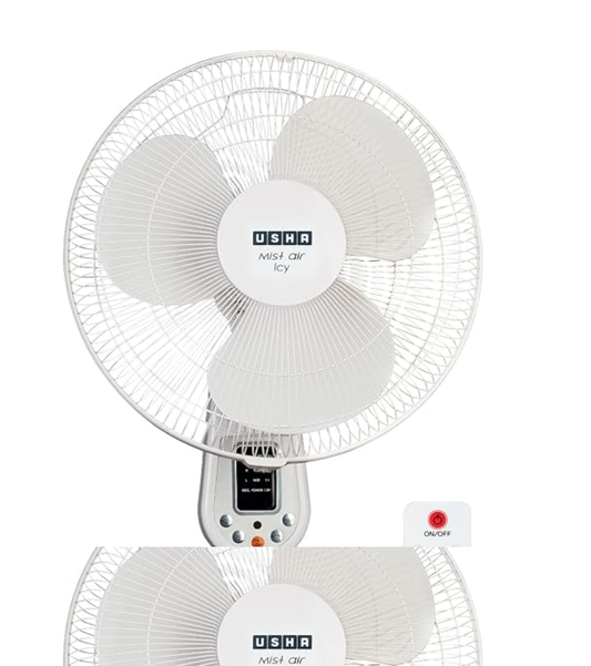 USHA Mist Air ICY with Remote 400 mm 3 Blade Wall Fan  (white | Pack of 1)