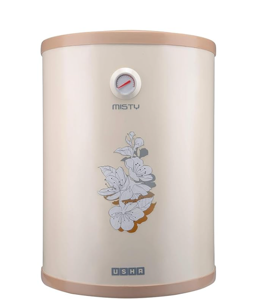 उषा मिस्टी स्टोरेज 15 लीटर 2000 वाट वर्टिकल वॉटर हीटर 5 स्टार (आइवरी गोल्ड) 