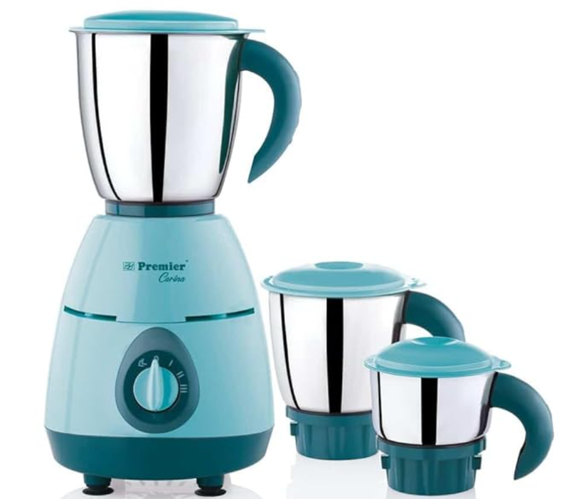 Premier Carina 500W Mixer Grinder- Light Green | 3 Stainless Steel Multipurpose Jars | ABS Body | Overload safety | Heavy Duty Motor | 5 Years Motor Warranty | 1.5 Thickness Multifunctional Blade-1