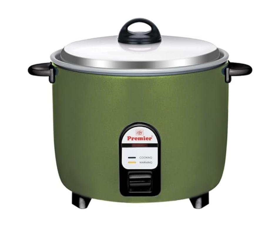 Premier Electric Rice Cooker - 1.8L (Mustard Green) | Anodized Aluminum Pan | 500W | Perfect for Cooking, Steaming & Soup Making | Cool Touch Handles | Magnetic Safety Switch | 2 Years Product Warranty & 5 Years Heater Warranty