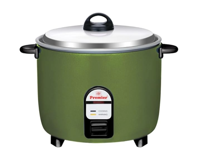 Premier Electric Rice Cooker - 1.8L (Mustard Green) | Anodized Aluminum Pan | 500W | Perfect for Cooking, Steaming & Soup Making | Cool Touch Handles | Magnetic Safety Switch | 2 Years Product Warranty & 5 Years Heater Warranty-1