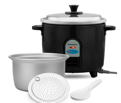 Panasonic Electric Automatic Cooker With Auto Switch Off| SR-WA10 (E) | 450 Watts | Capacity 1.0 Litre With 600 Grams Raw Rice Cooking |Colour Black