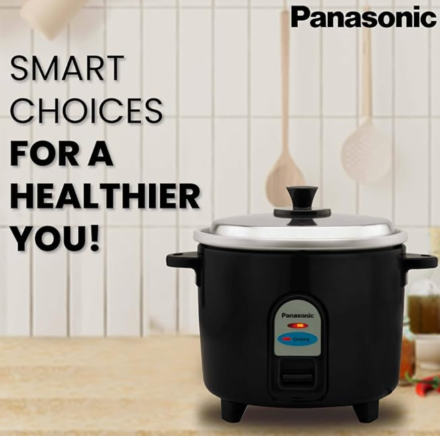 Panasonic Electric Automatic Cooker With Auto Switch Off| SR-WA10 (E) | 450 Watts | Capacity 1.0 Litre With 600 Grams Raw Rice Cooking |Colour Black-2