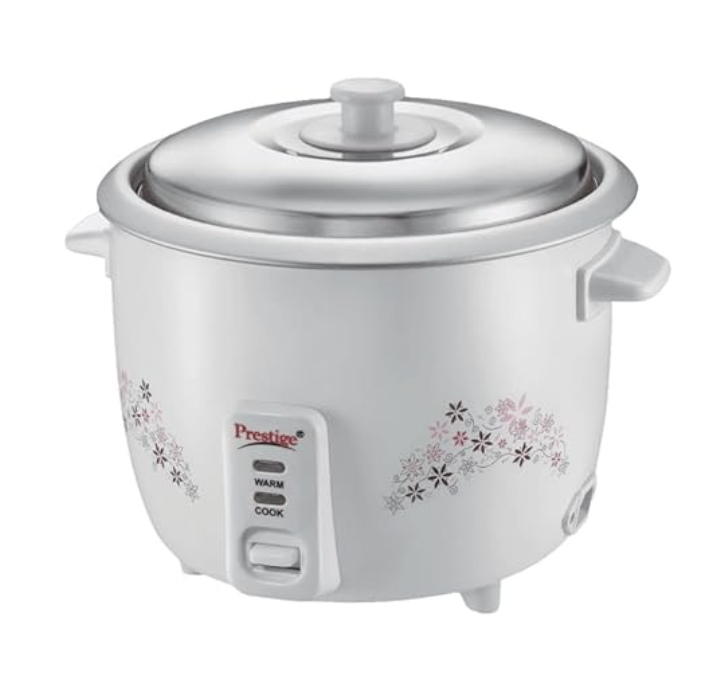 Prestige Delight PRWO-1.5-2 Double Pot Electric Rice Cooker(1.5 litres for Rice-Open Type, White, with Aluminium Cooking Pan-2 units 3.5 L pan Volume, 500 W)-1