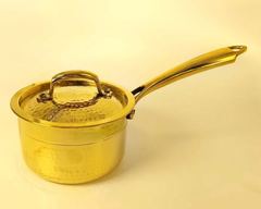elevate your culinary experience with our pure brass hammered saucepan size height diameter weight handle length 2 5 liter 14 5 cm 20 cm 1248 g 17 cm pure brass saucepan hammered with ti-1