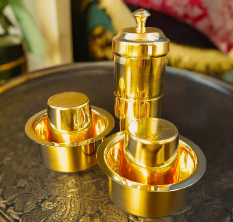 Pure Brass Large Size Coffee Filter with Davara Tumbler-1