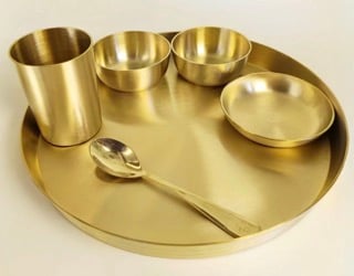 Kansa Thali Set 12 Inch - Matte Finish-1