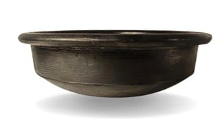 4 Liter Handcrafted Clay Pan/Pot/Kadai/Earthen/Mud/Mitti Handi - Colour: Black-1