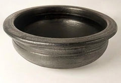2.5Liter Handcrafted Clay Pan/Pot/Kadai/Earthen/Mud/Mitti Handi - Colour: Black-1