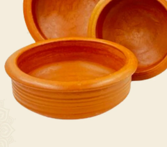 2 Liter Handcrafted Clay Pan - Perfect for Cooking and Serving. Colour: Red-1