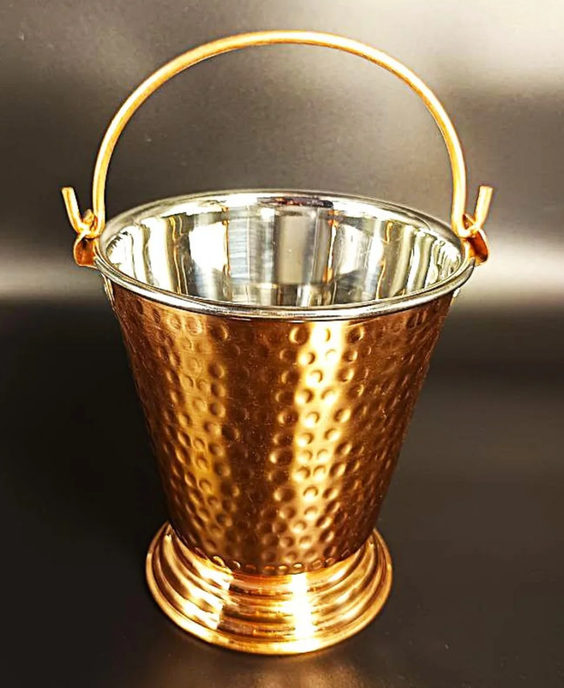 Pure Copper Bucket / Balti with Steel Inside, Serveware & Tableware | 500 ML-1