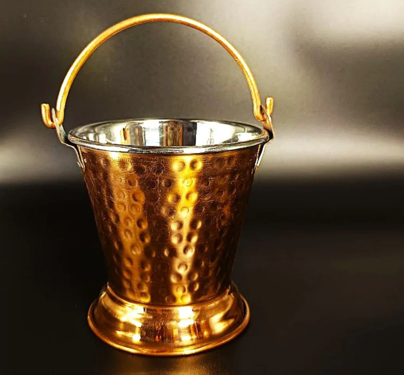Pure Copper Bucket / Balti with Steel Inside, Serveware & Tableware | 300 ML-1