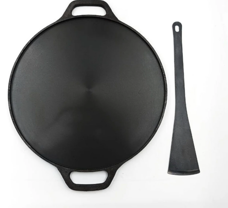 Cast Iron Roti/Chapati/Dosa Kallu Tawa Smooth Finish with Iron Ladle | 12 inch-2