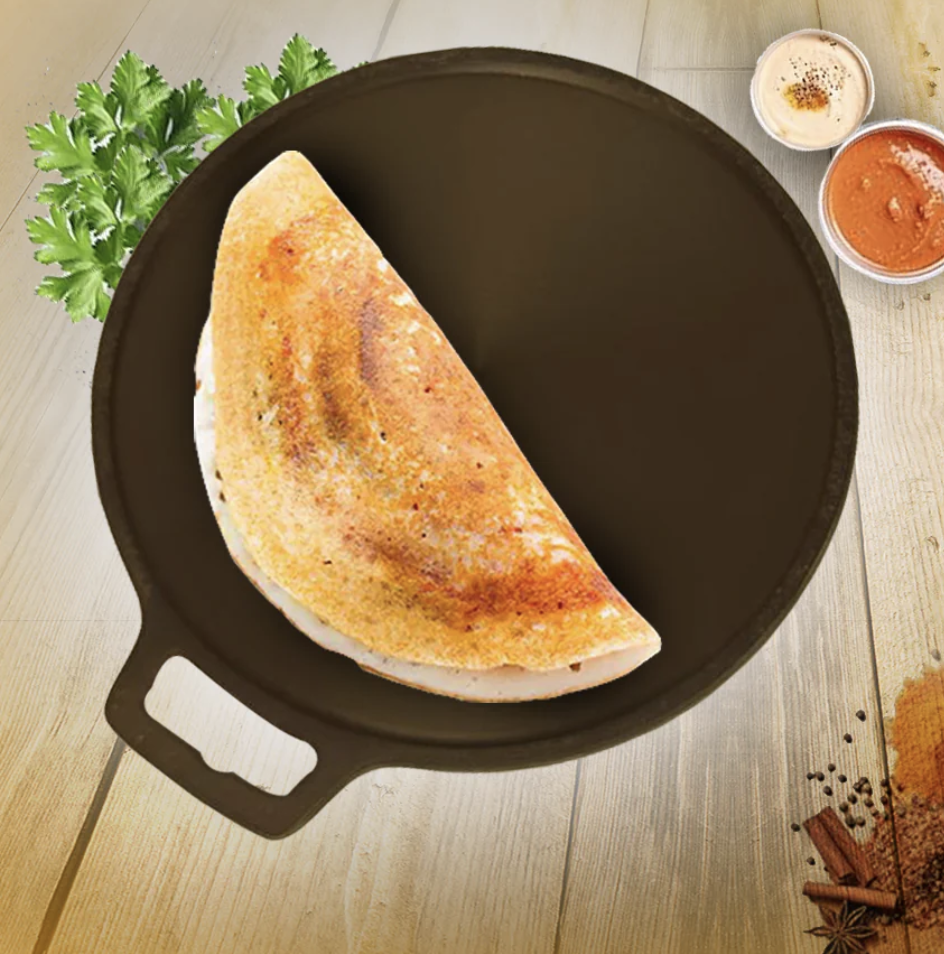 Smooth Golden Finish Cast Iron Roti/Chapati/Dosa Kallu Tawa | 11 Inch