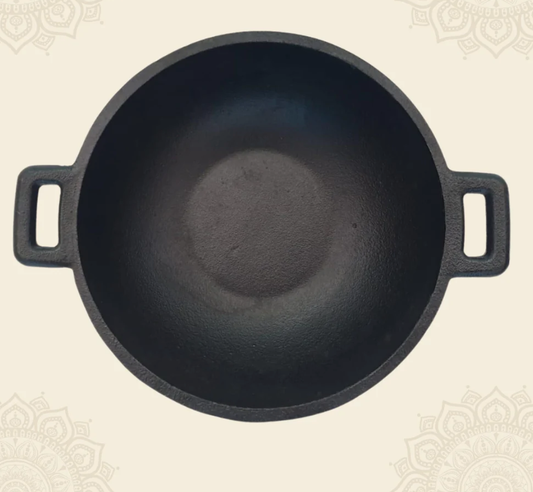 Cast Iron Kadai/Kadhai for Cooking and Deep Frying, Non-Stick | Induction Friendly | Pre-Seasoned | 22.86 cm / 9 inch, 2.3 kg, 2.25 Liter
