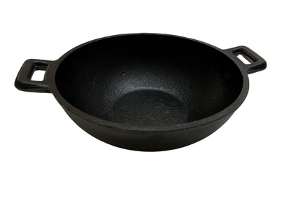 Cast Iron Kadai/Kadhai for Cooking and Deep Frying, Non-Stick | Induction Friendly | Pre-Seasoned | 22.86 cm / 9 inch, 2.3 kg, 2.25 Liter