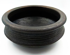2 Liter Handcrafted Clay Pan/Pot/Kadai/Earthen/Mud/Mitti Handi - Perfect for Cooking Serving. Colour: Black-1