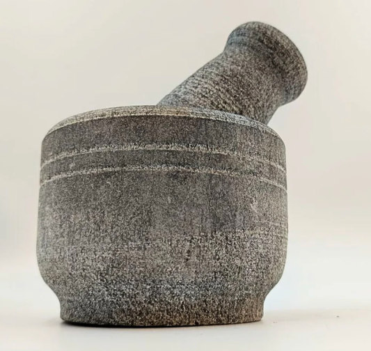 कठोर पत्थर (हस्तनिर्मित): ओखल और मूसल - आकार: छोटा 