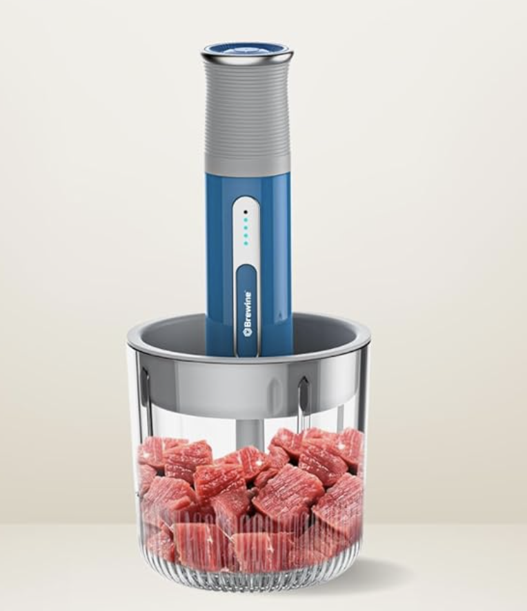 Brewine USB Cordless Vegetable Chopper & Garlic Peeler, 400ml Glass Bowl, Chop, Mince, Puree & Whisk, Stainless Steel Blades, Anti-Skid Pad, One-Touch Operation, 3 Mini Bowls Included, Rechargeable