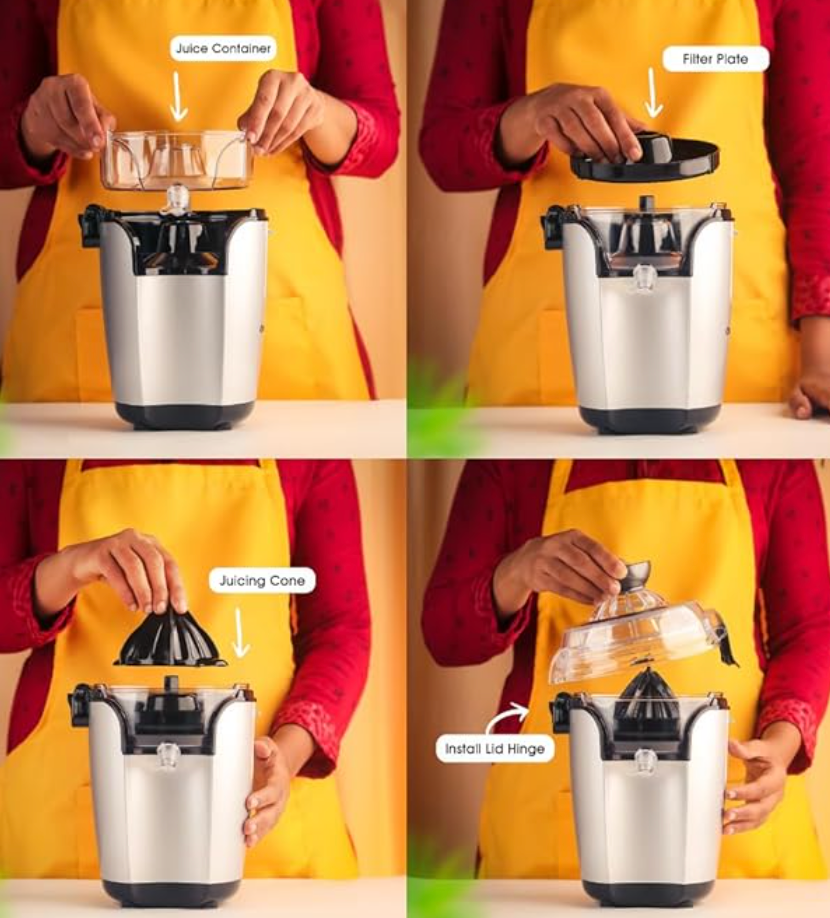BREWINE CitrusMatic Pro – Fully Automatic Citrus Juicer | 50W Powerful Motor | One-Touch Electric Juicer for Oranges, Lemons & More | Easy to Clean & Compact Design