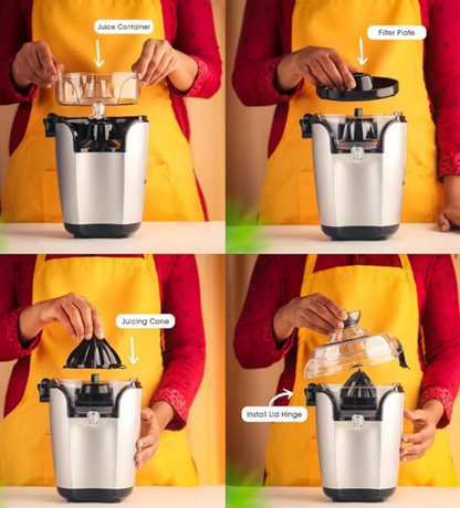 BREWINE CitrusMatic Pro – Fully Automatic Citrus Juicer | 50W Powerful Motor | One-Touch Electric Juicer for Oranges, Lemons & More | Easy to Clean & Compact Design