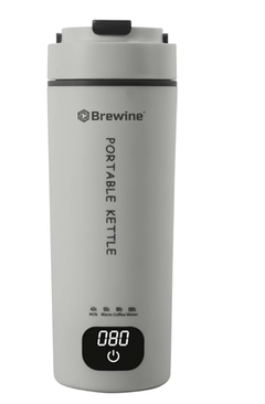 Brewine Plastic Portable Kettle,450ML,Grey, Multi-Temp-Setting,Auto Cut-Off, Digital Display,Touch Button,Wide Voltage Range 110-230V Suitable For India, USA & Canada,300 Watt-1