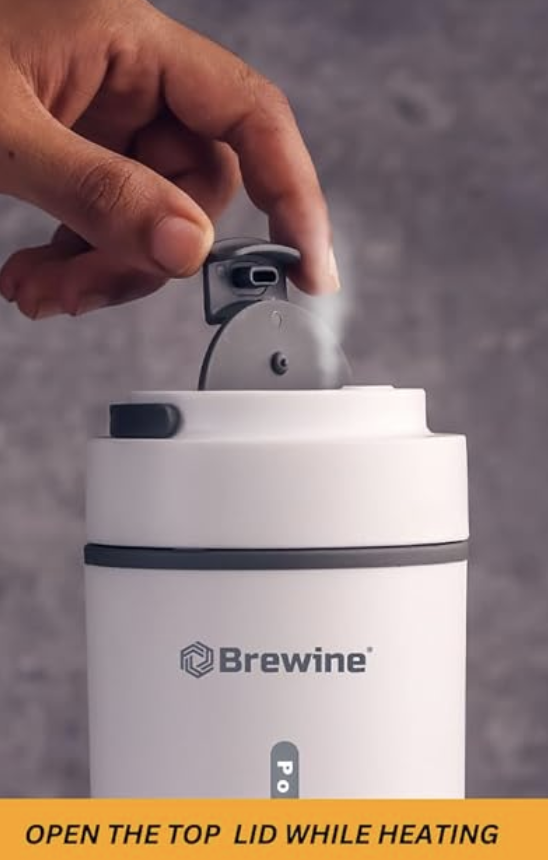Brewine Plastic Portable Kettle,450 ML,White, Multi-Temp-Setting,Auto Cut-Off, Digital Display, Touch Button, Wide Voltage Range 110-230V Suitable For India, USA & Canada, 300 Watt-5