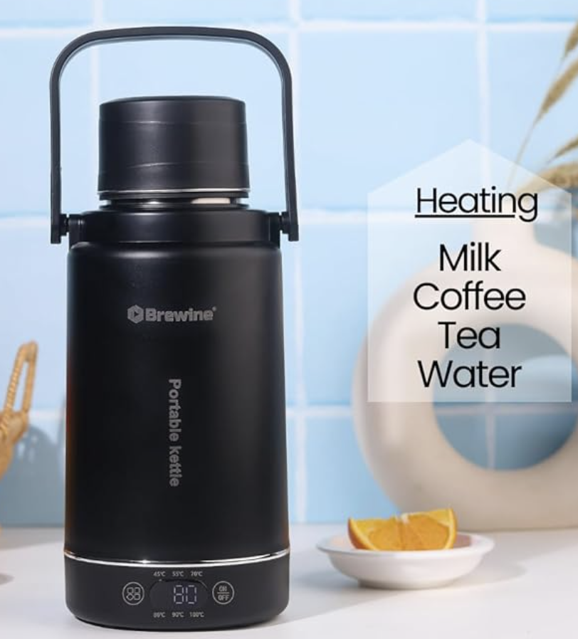 BREWINE Portable Electric Kettle 1.2 Ltr K21A (Black) | Fast Boiling Travel Kettle | Auto Shut-Off & Boil-Dry Protection | Lightweight & Compact for Home, Office & Travel