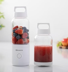 Brewine 2-in-1 Portable Blender & Grinder, USB Rechargeable, 75W Motor, 2000 x 2mAh Battery, 500ml Tritan Cup for Smoothies, Ice, Shakes, 304 SUS Blades, 20g Glass Grinder for Baby Food & Dry Grinding-1