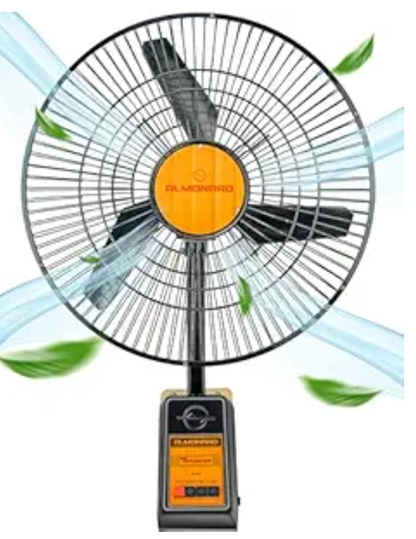 Almonard 18" (450Mm) Mark-Ii Wall Fan - Wall Mounted Fan For Home & Kitchen W/ 3 Speed Settings & Cast Aluminum Metal Blades - 90 Degree Oscillating High Speed Wall Fan With Adjustable Tilt - Black