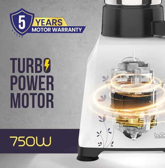 Ultra Topp Mixer grinder for Super fast grinding, High Speed, 750 White