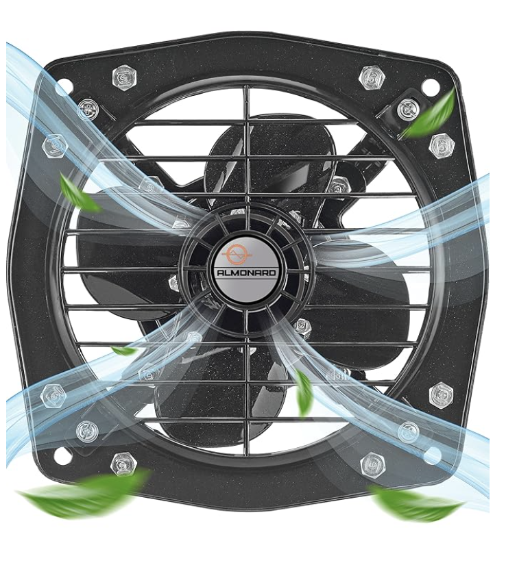 Almonard Exhaust Fan 12 Inch (300mm) - Reversible In & Out 2 Way for Bedroom & Kitchen With 4 Leaf Blades, 1350 RPM, Motor Capacitor - Window & Wall Mounted 300mm