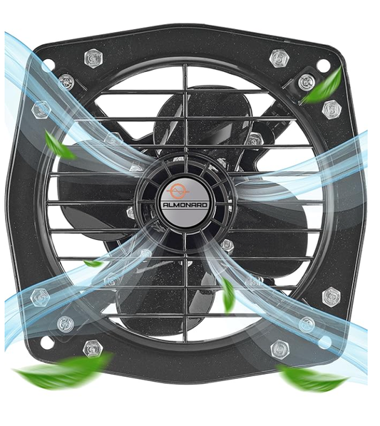 Almonard Exhaust Fan 12 Inch (300mm) - Reversible In & Out 2 Way for Bedroom & Kitchen With 4 Leaf Blades, 1350 RPM, Motor Capacitor - Window & Wall Mounted 300mm