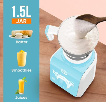 Stealth Elite MixerGrinder,750W,AISI304 FoodGradeSSJars &Blades,Serrated Stainless Steel Blades,ABS Body,3Jars Small (0.5L),Medium (0.8L), Large(1.5L),5Year MotorWarranty(Granite Black) (SKY BLUE)