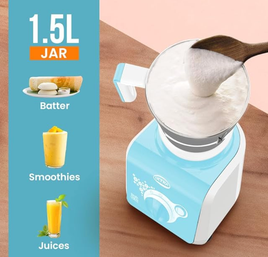 ஸ்டீல்த் எலைட் மிக்சர் கிரைண்டர், 750W, AISI304 ஃபுட் கிரேடு SS ஜார்ஸ் &amp; பிளேடுகள், செரேட்டட் ஸ்டெயின்லெஸ் ஸ்டீல் பிளேடுகள், ABS பாடி, 3 ஜார்ஸ் சிறியது (0.5லி), நடுத்தரம் (0.8லி), பெரியது (1.5லி), 5 வருட மோட்டார் வாரண்டி (கிரானைட் கருப்பு) (ஸ்கை ப்ளூ) 