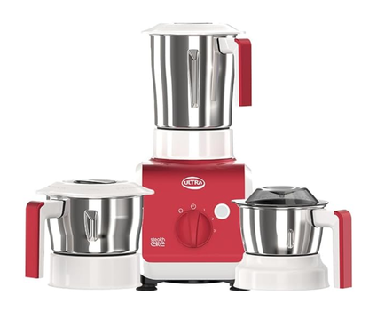 ULTRA Stealth Elite MixerGrinder 750W AISI304 Food Grade SS Jars &Blades Serrated Stainless Steel Blades ABS Body 3Jars Small (0.5L) Medium (0.8L) Large (1.5L) 5 Year Motor Warranty (Metallic Red)