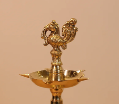 Handcrafted Brass Vilakku Lamp with Peacock Design for Pooja and Decor-2