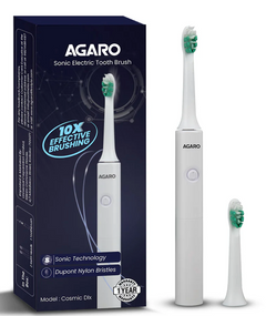 AGARO Cosmic Dlx Sonic AAA Battery Electric Toothbrush For Adults, Power Toothbrush, Soft Nylon Bristles, AAA Battery, White-1
