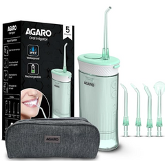AGARO Ultra Travel Dental Flosser for teeth,Portable,Cordless,Rechargeable,4 Cleaning Modes, IPX7 Waterproof,180ml Water tank,Flossing at Home & Travel, Oral Flosser,Oral Irrigator, Sea Green-1
